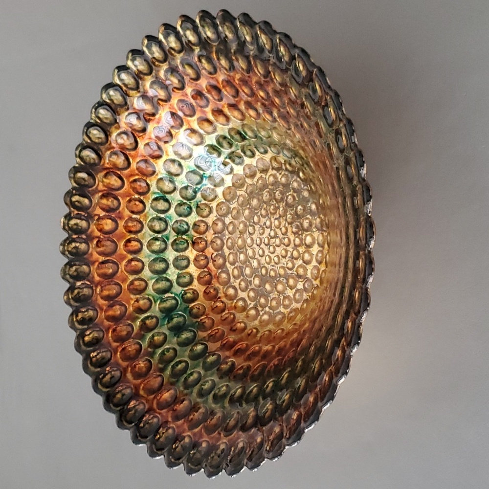 Glass Vintage Bot Bubble Pressed Bowl with Gold Painted Bottom